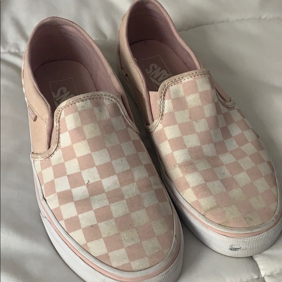 blush checkered vans